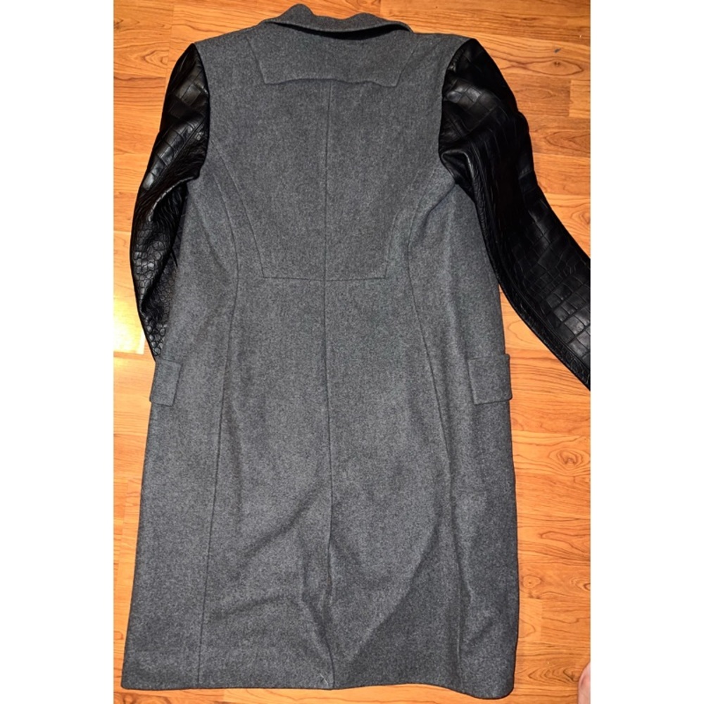 Alexander Wang 'Anthracite' Wool Blend with Croc Sleeves Grey Coat - Picture 8 of 9